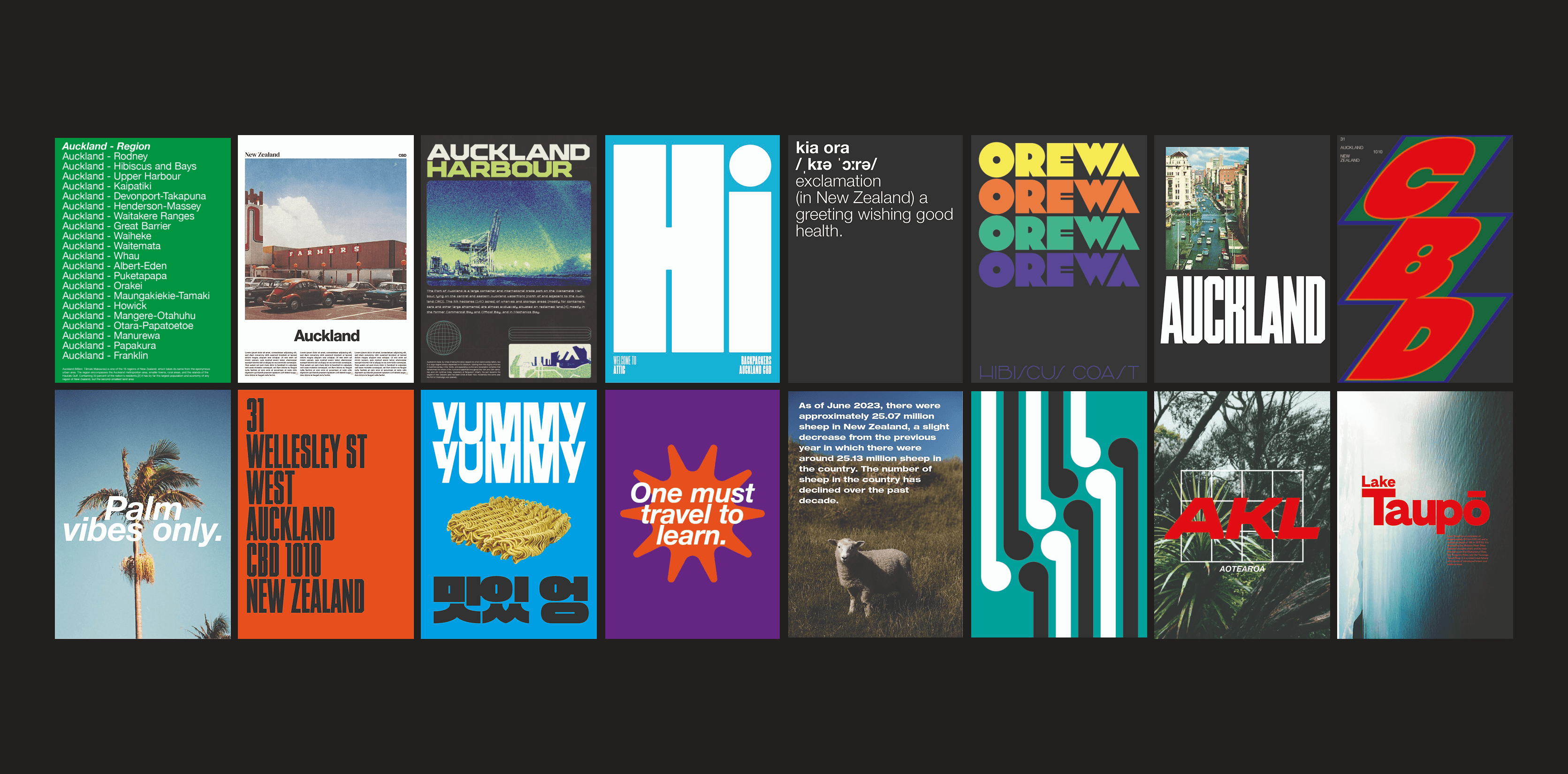 Selection of graphic posters design for the hostel
