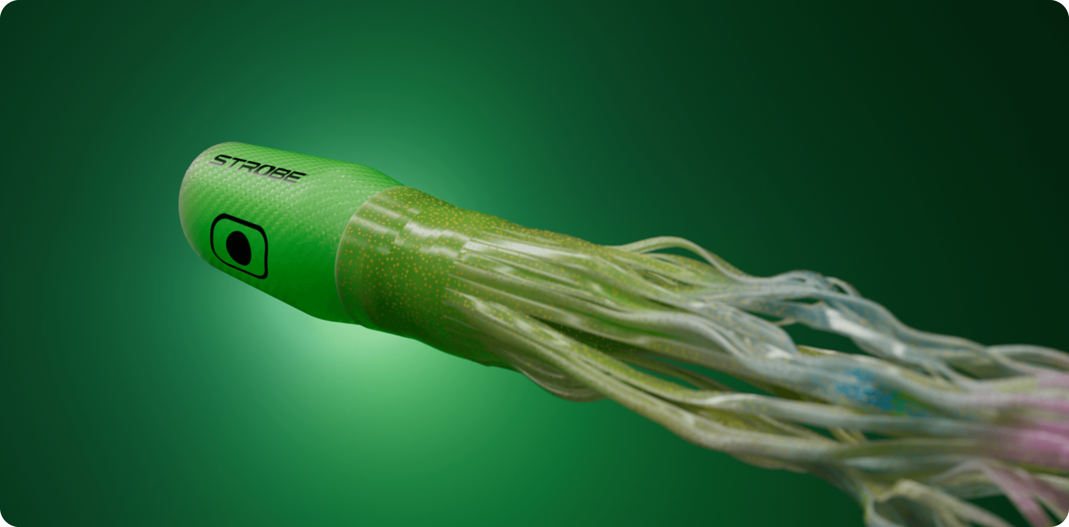 3d Product render showing the tail of the lure